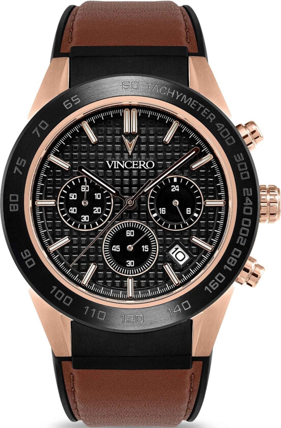 Rogue - Rose Gold Rg-Bro-X07 - Kvarts - Rosegull - Herreklokker - Skinn - Safir