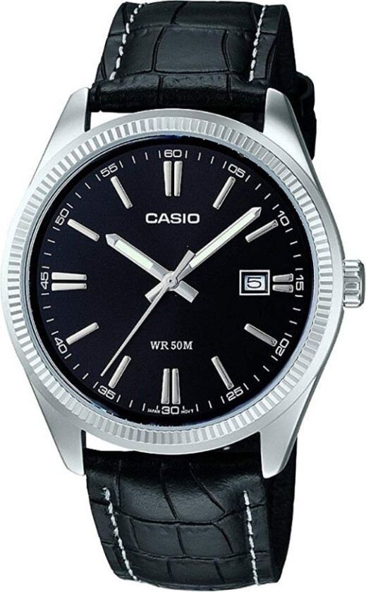 Begynn dagen med - Casio Classic MTP-1302PL-1AVEF - Kvarts - Sølv - Unisex - Skinn - Mineral