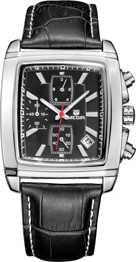 Square Chronograph ML2028GBK-1 - Kvarts - Sølv - Herreklokker - Skinn - Mineral