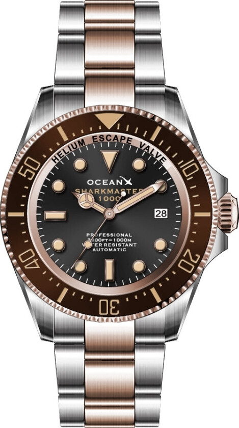 Sharkmaster 1000 Meters Automatic Diver SMS1051B - Automatisk - Rosegull Sølv - Herreklokker - Rustfritt stål - ledd m/skrue - Safir
