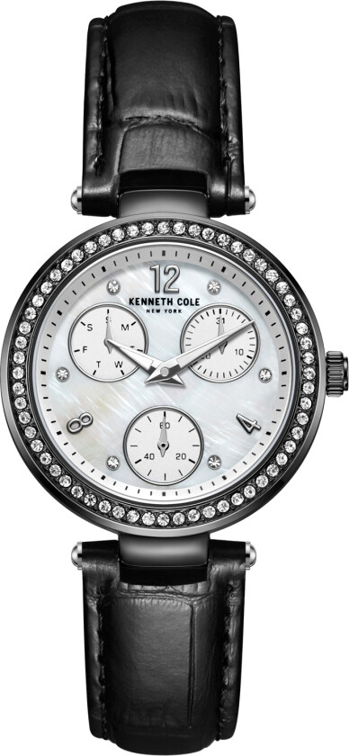 New York Ladies KC51065001 - Kvarts - Sort - Dameklokker - Skinn - Mineral