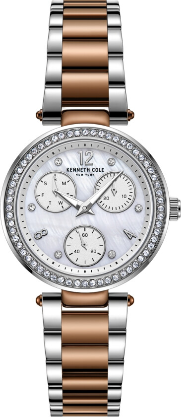 New York Ladies KC51065015 - Kvarts - Brun Sølv - Dameklokker - Rustfritt stål - ledd m/pin - Mineral