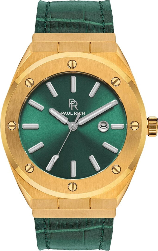 King´s Jade Gold/Green Leather - Kvarts - Gull - Herreklokker - Skinn -