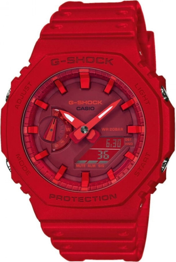 G-Shock CasiOak GA-2100-4AER - Anadigi - Rød - Herreklokker - Resin - Mineral