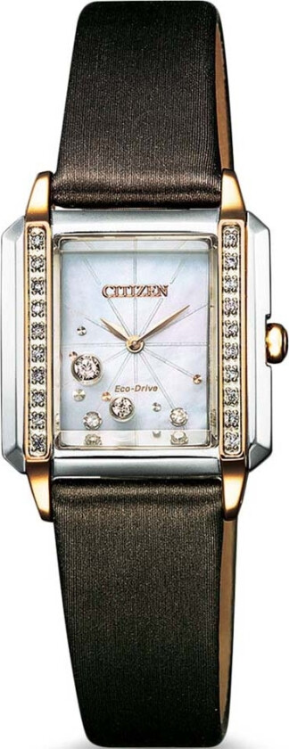 Eco-Drive Lady Diamonds EG7068-16D - RIP - Kvarts - Gull - Dameklokker - Skinn - Safir