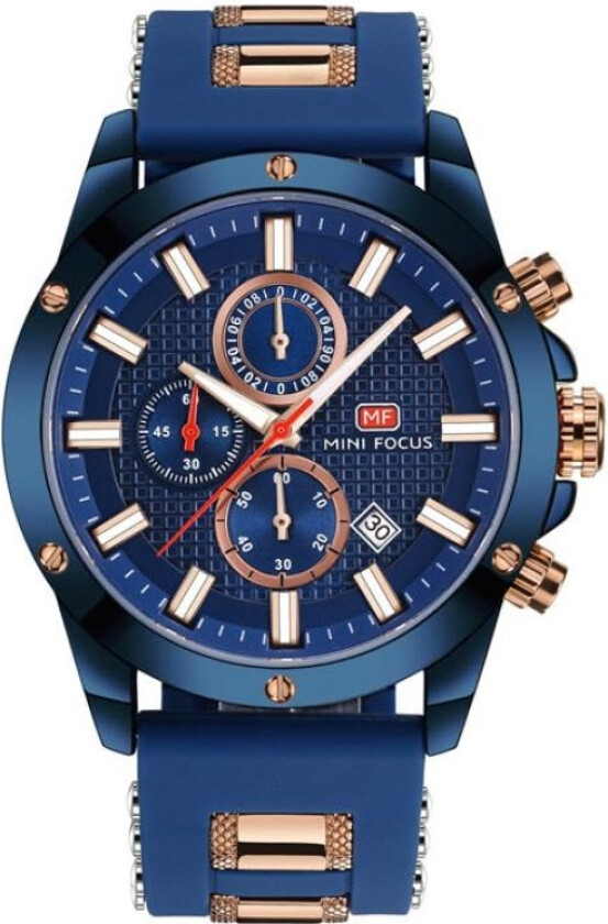 Chronograph Copper Blue 0089 - Kvarts - Blå - Herreklokker - Silikon - Mineral