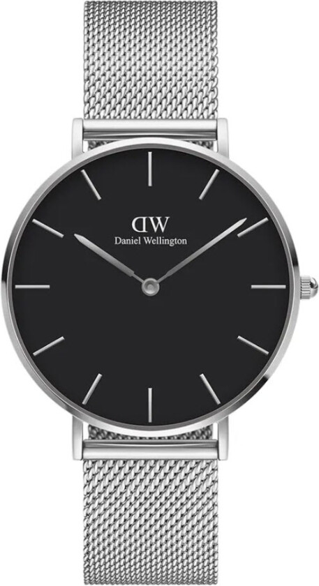 Petite 36mm Sterling Black DW00100304 - Kvarts - Sølv - Dameklokker - Meshlenke - Mineral