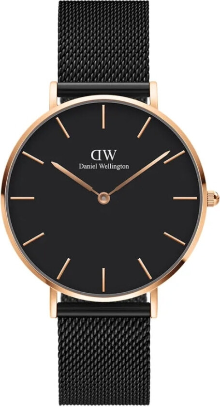 Petite 36mm Ashfield Black DW00100307 - Kvarts - Rosegull - Dameklokker - Meshlenke - Mineral