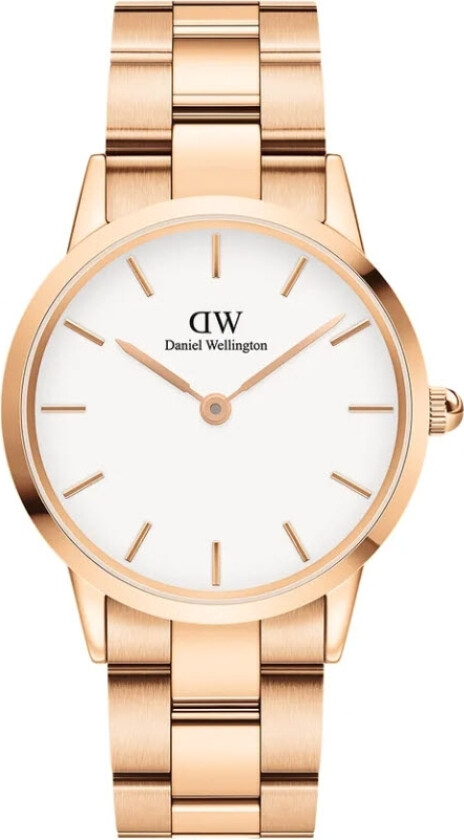 Iconic Link 36mm Rose Gold White DW00100209 - Kvarts - Rosegull - Unisex - Rustfritt stål - ledd m/pin - Mineral