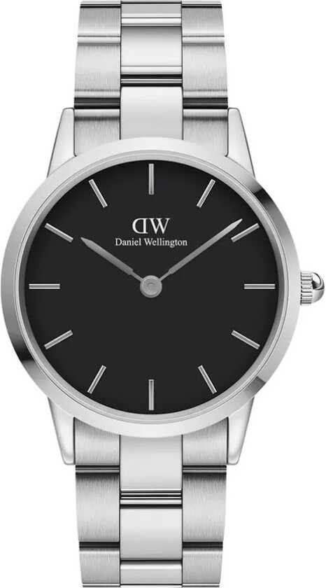 Iconic Link 36mm Silver Black DW00100204 - Kvarts - Sølv - Unisex - Rustfritt stål - ledd m/pin - Mineral
