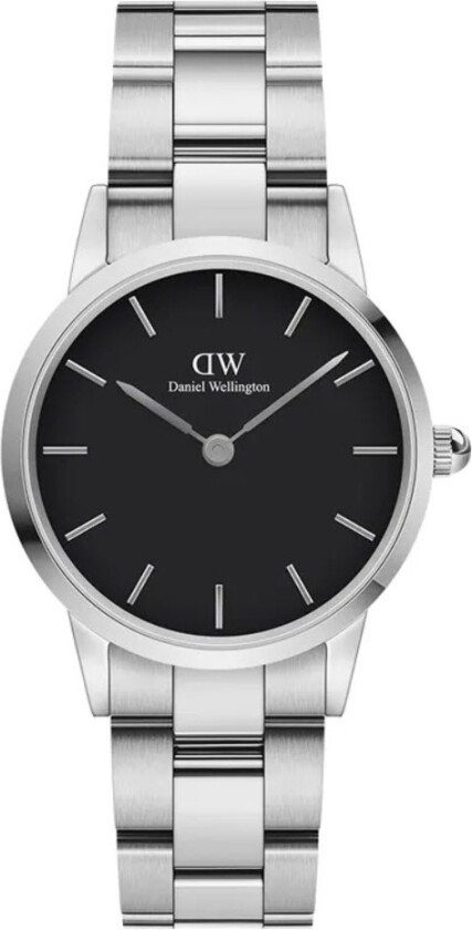 Iconic Link 28mm Silver Black DW00100208 - Kvarts - Sølv - Dameklokker - Rustfritt stål - ledd m/pin - Mineral