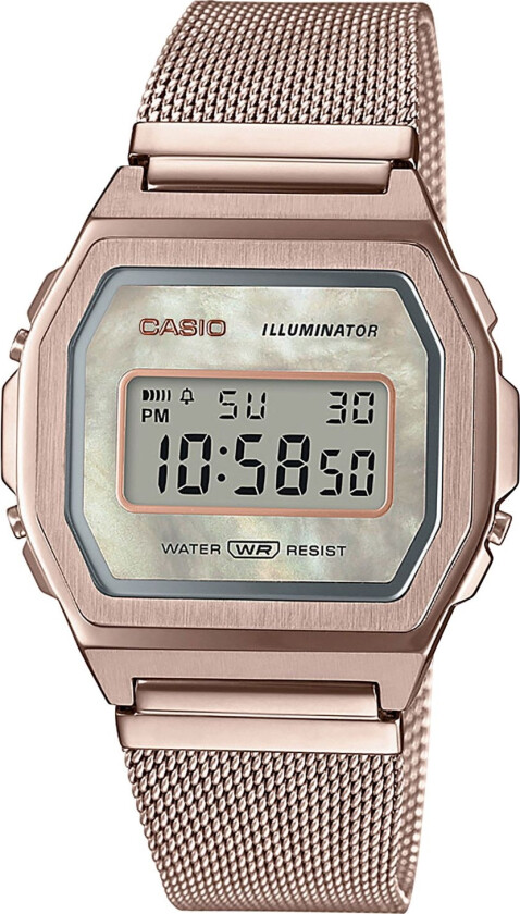 Classic A1000MCG-9EF - Digital - Rosegull - Dameklokker - Meshlenke - Mineral