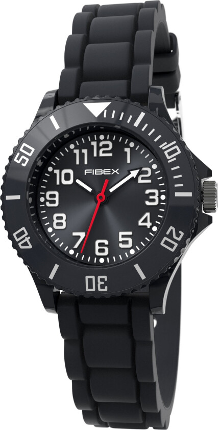 Tiden løper - Fibex Fun Diver Black FIBEXFD07 - Kvarts - Sort - Unisex - Silikon -
