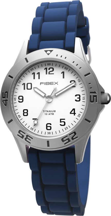 Nikkelfri barneklokke som klarer en tur i bassenget - Fibex Titanium 100M FIBEXTIA09 - Kvarts - Sølv Titanium - Unisex - Silikon - Mineral