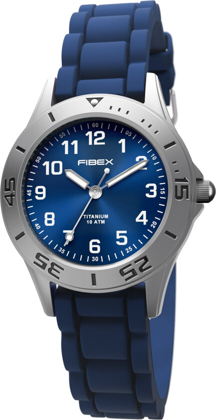 Nikkelfritt armbåndsur for barn - Fibex Titanium 100M FIBEXTIA10 - Kvarts - Sølv Titanium - Unisex - Silikon - Mineral