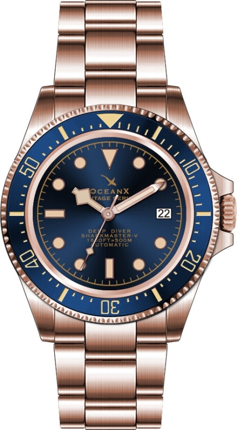 Sharkmaster-V 500 Meters Automatic Diver VSMS512 - Automatisk - Kobber Rosegull - Herreklokker - Rustfritt stål - ledd m/skrue - Safir