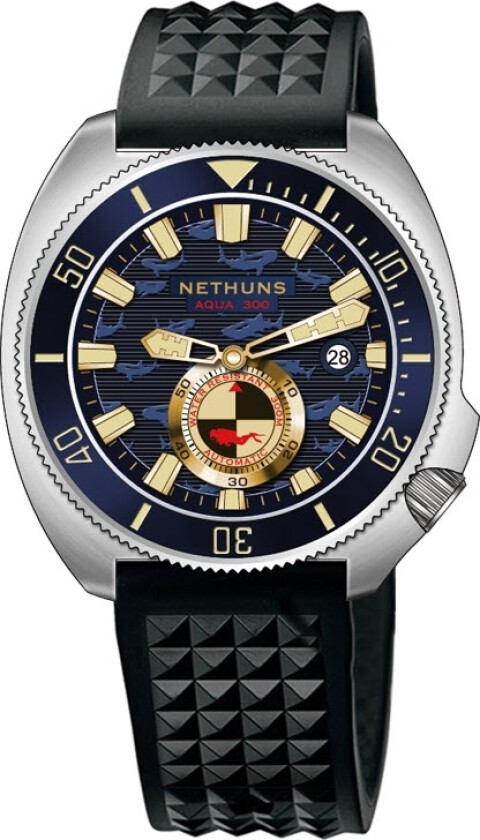 Aqua Steel 300M Automatic Diver AS324 - Automatisk - Sølv - Herreklokker - Gummi - Safir