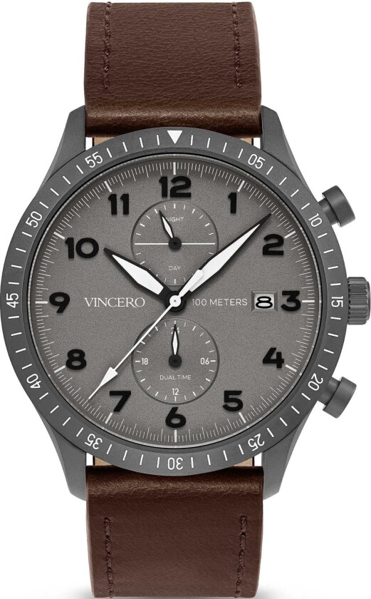 The Altitude - Matte Gray/Brown GraM-Ced-A13 - Kvarts - Grå - Herreklokker - Skinn - Safirbelagt mineralglas