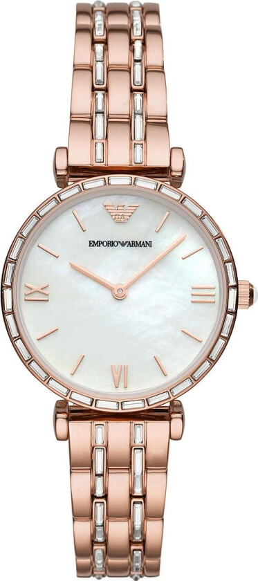 Emporio Armani Gianni T-Bar AR11294 - Kvarts - Rosegull - Dameklokker - Rustfritt stål - ledd m/pin - Mineral