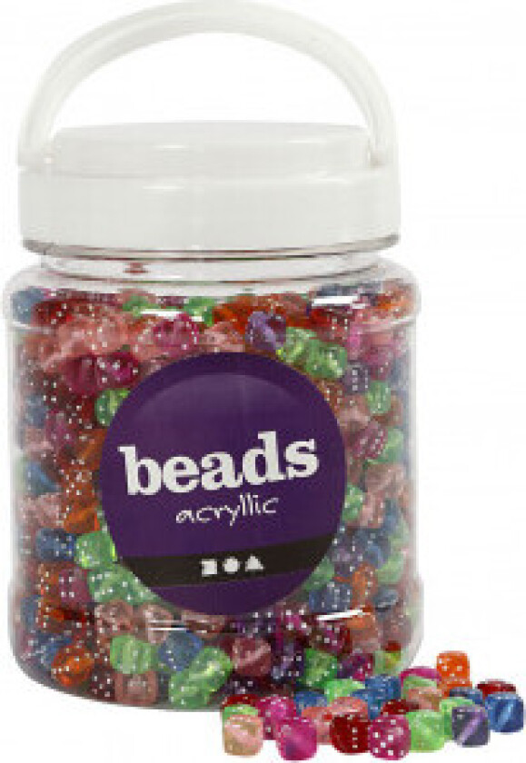 Terningblanding, ass. farger, størrelse 7x7 mm, hullstørrelse 1,5 mm,