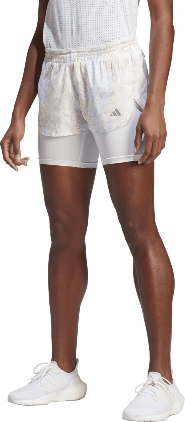 adidas Run Fast 2-in-1 Shorts, løpeshorts, dame White/alumina