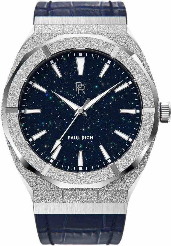 Frosted Star Dust - Silver Color Leather 45mm - Kvarts - Sølv - Herreklokker - Skinn - Safir