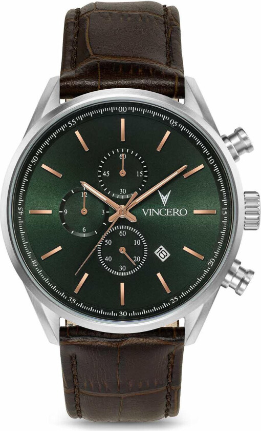 Chrono S Dark Olive/Silver Color Sil-For-S37 - Kvarts - Sølv - Herreklokker - Skinn - Safirbelagt mineralglas