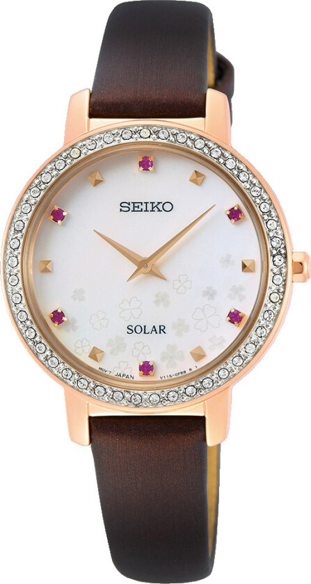 Seiko Caprice Solar SUP450P1 - Kvarts - Rosegull - Dameklokker - Skinn - Mineral