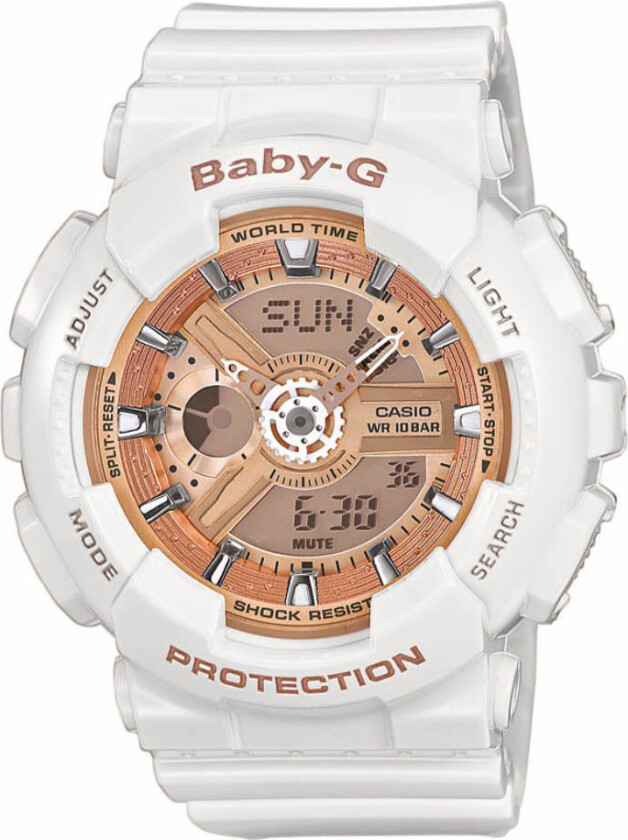 Baby-G BA-110-7A1ER - 1 - Anadigi - Hvit - Dameklokker - Resin - Mineral