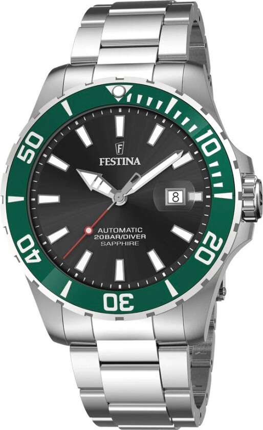 200M Automatic Diver F20531/2 - Automatisk - Sølv - Herreklokker - Rustfritt stål - ledd m/pin - Safir