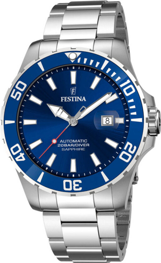 200M Automatic Diver F20531/3 - Automatisk - Sølv - Herreklokker - Rustfritt stål - ledd m/pin - Safir