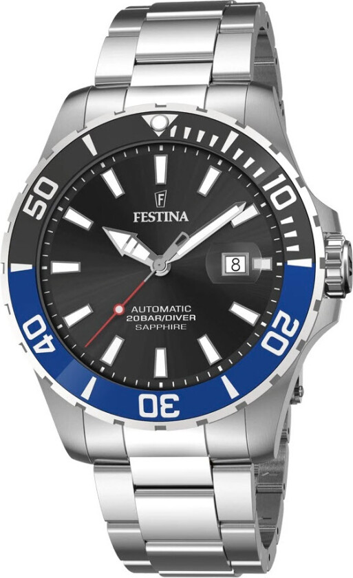 200M Automatic Diver F20531/6 - Automatisk - Sølv - Herreklokker - Rustfritt stål - ledd m/pin - Safir