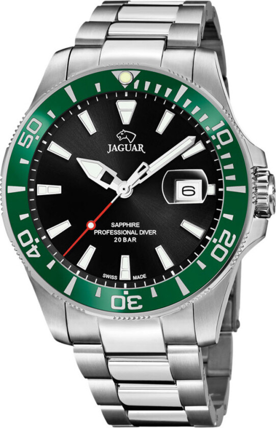 Professional Diver J860/H - Kvarts - Sølv - Herreklokker - Rustfritt stål - ledd m/pin - Safir