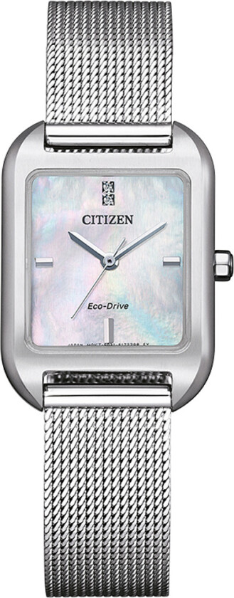 Eco-Drive Clean & Fresh EM0491-81D - Kvarts - Sølv - Dameklokker - Meshlenke - Mineral