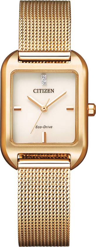 Eco-Drive Clean & Fresh EM0493-85P - Kvarts - Gull - Dameklokker - Meshlenke - Mineral