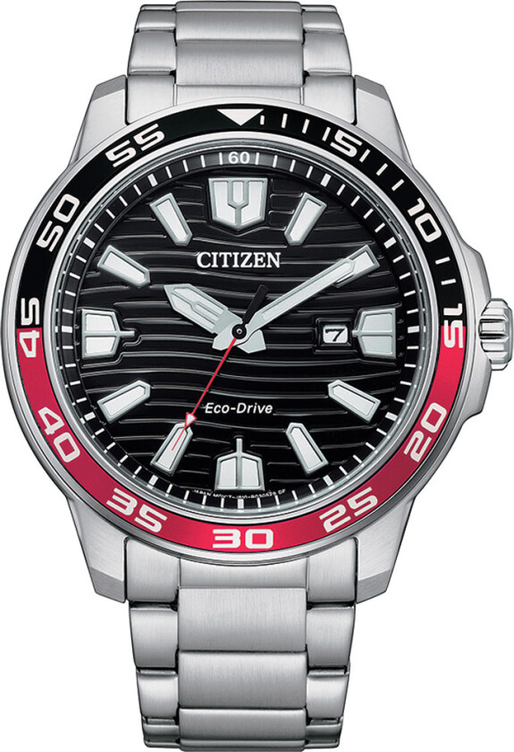 Eco-Drive Sport AW1527-86E - Kvarts - Sølv - Herreklokker - Rustfritt stål - ledd m/pin - Mineral