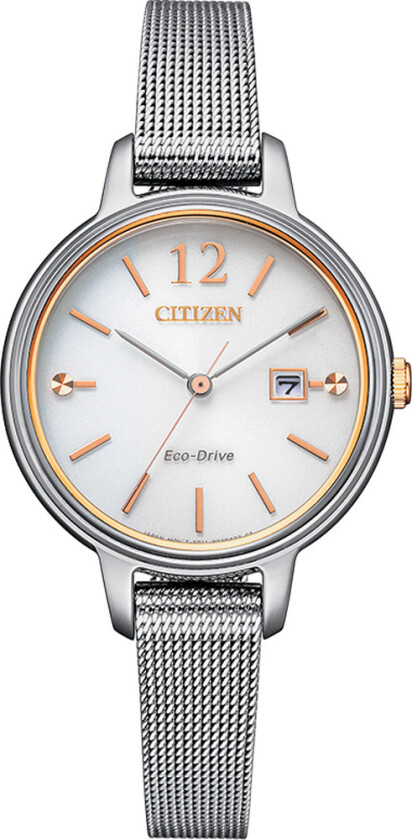 Eco-Drive Clean & Fresh EW2449-83A - Kvarts - Sølv - Dameklokker - Meshlenke - Mineral