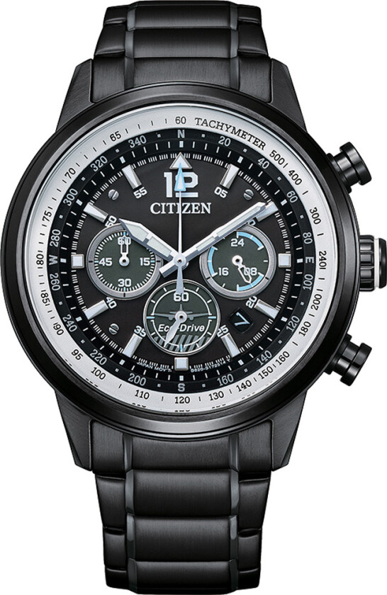 Eco-Drive Pilot CA4475-89E - Kvarts - Sort - Herreklokker - Rustfritt stål - ledd m/pin - Mineral