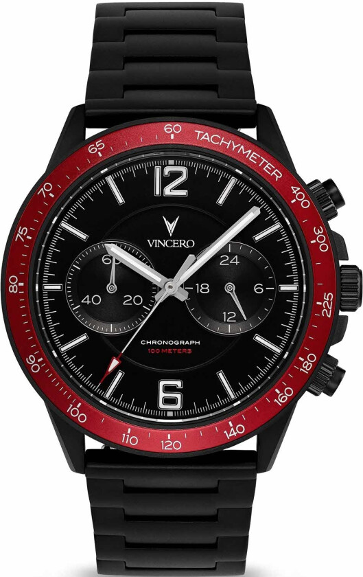 The Apex - Matte Black/Crimson Bla-Cri-P06 - Kvarts - Sort - Herreklokker - Rustfritt stål - ledd m/pin - Safirbelagt mineralglas