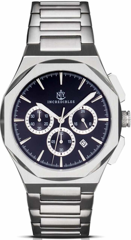New York Incredibles Sylvan 2.0 NYI-1112 - Kvarts - Sølv - Herreklokker - Rustfritt stål - ledd m/pin - Safir