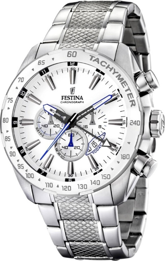 Chronograph F16488/1 - Kvarts - Sølv - Herreklokker - Rustfritt stål - ledd m/pin - Mineral