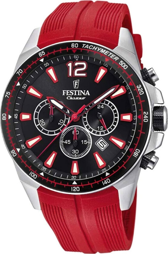 Chronograph F20376/6 - Kvarts - Sølv - Herreklokker - Gummi - Mineral