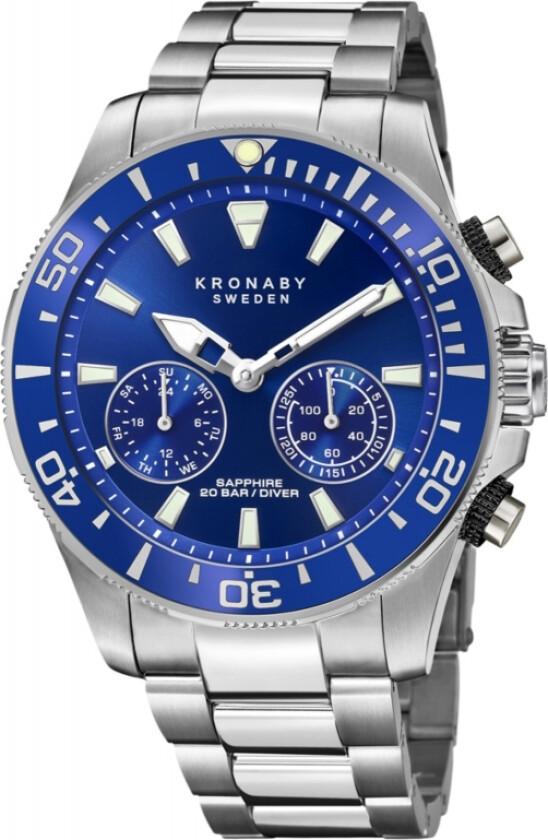 Diver S3778/1 - Kvarts - Sølv - Herreklokker - Rustfritt stål - ledd m/pin - Safir