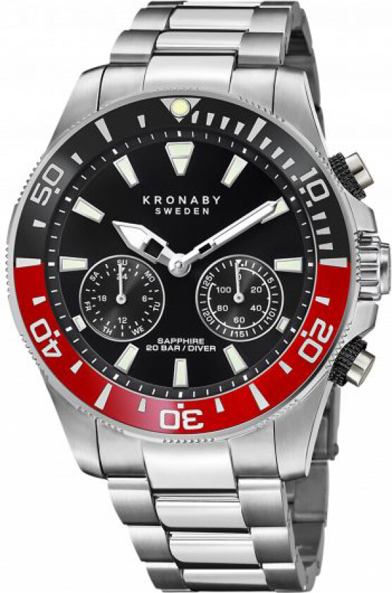 Diver S3778/3 - Kvarts - Sølv - Herreklokker - Rustfritt stål - ledd m/pin - Safir