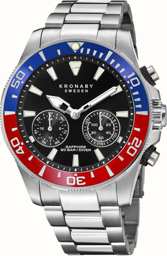Diver S3778/4 - Kvarts - Sølv - Herreklokker - Rustfritt stål - ledd m/pin - Safir
