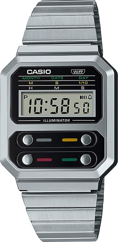 Classic A100WE-1AEF - Digital - Sølv - Dameklokker - Rustfritt stål - ledd m/pin - Mineral