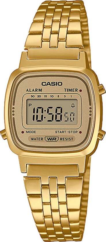 Classic LA670WETG-9AEF - Digital - Gull - Dameklokker - Rustfritt stål - ledd m/pin - Akryl