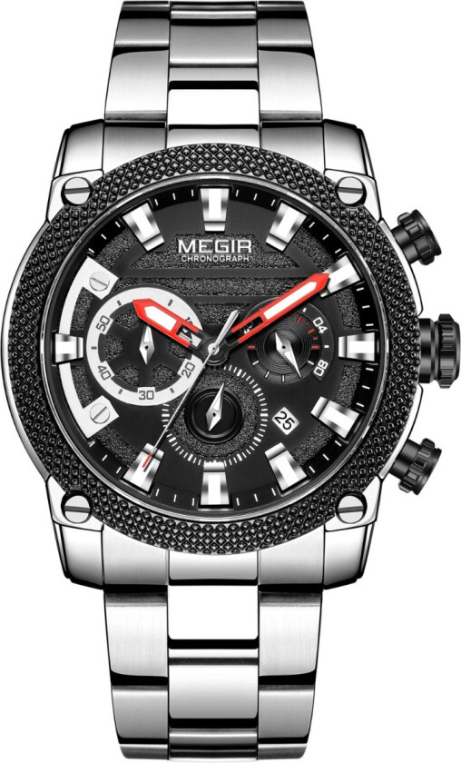 Mens Chronograph Steel Black 2134 - Kvarts - Sølv - Herreklokker - Rustfritt stål - ledd m/pin - Mineral