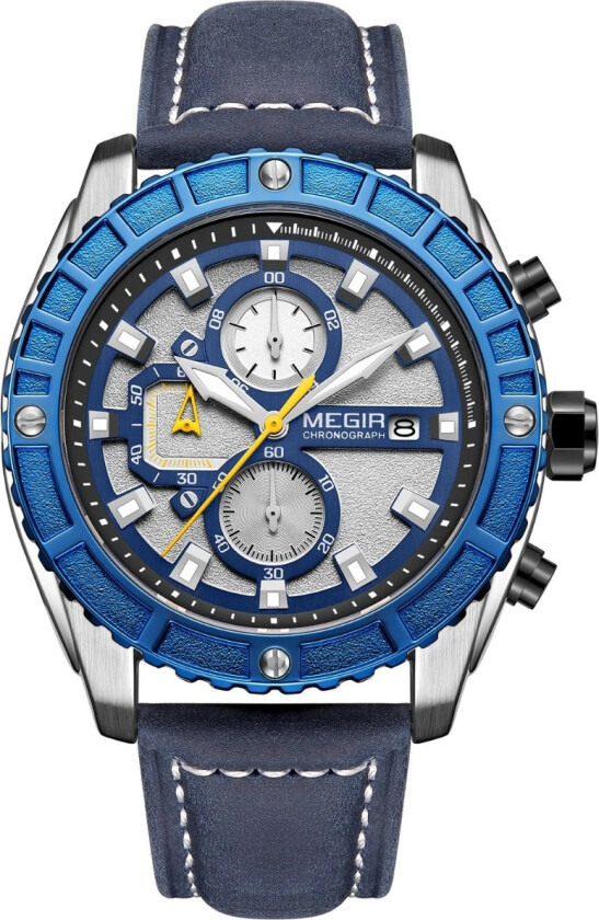 Chronograph Blue Leather 2119 - Kvarts - Blå Sølv - Herreklokker - Skinn - Mineral