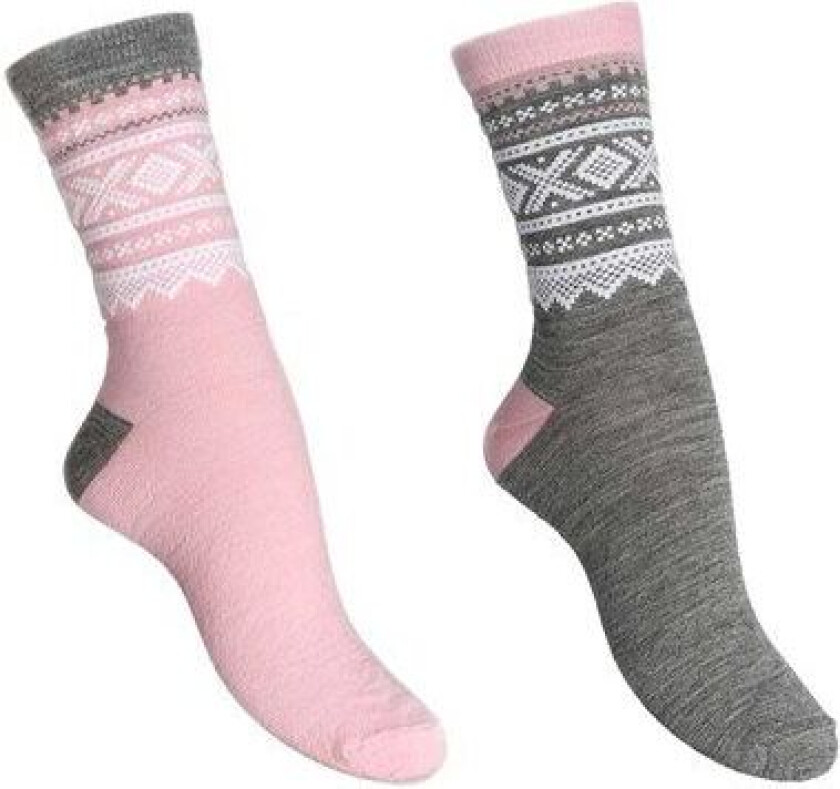 Marius Tynne Ullsokker 2-pk, Unisex Grå og Rosa 40-42